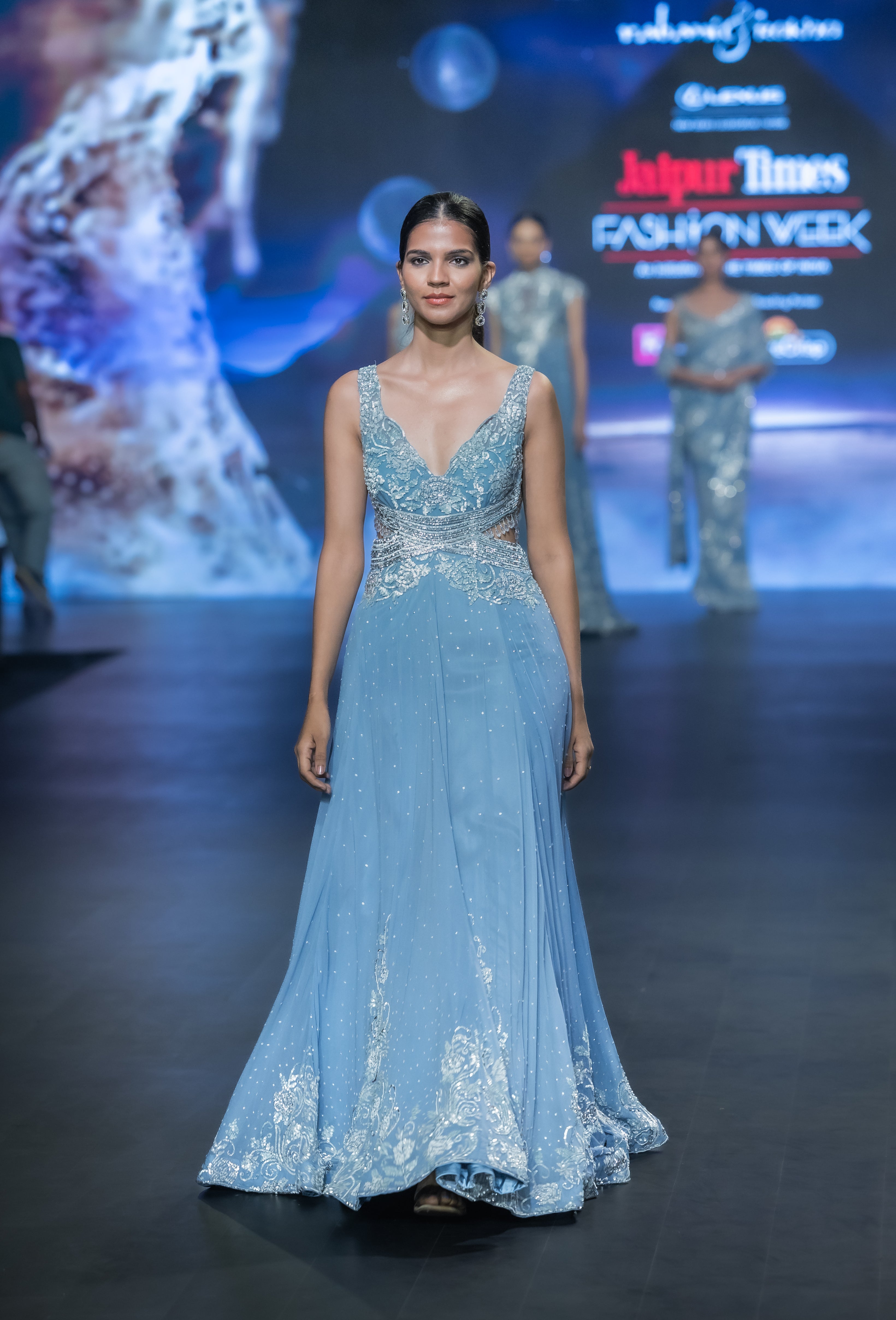 TEAL BLUE SEVEN KALI POOF GOWN