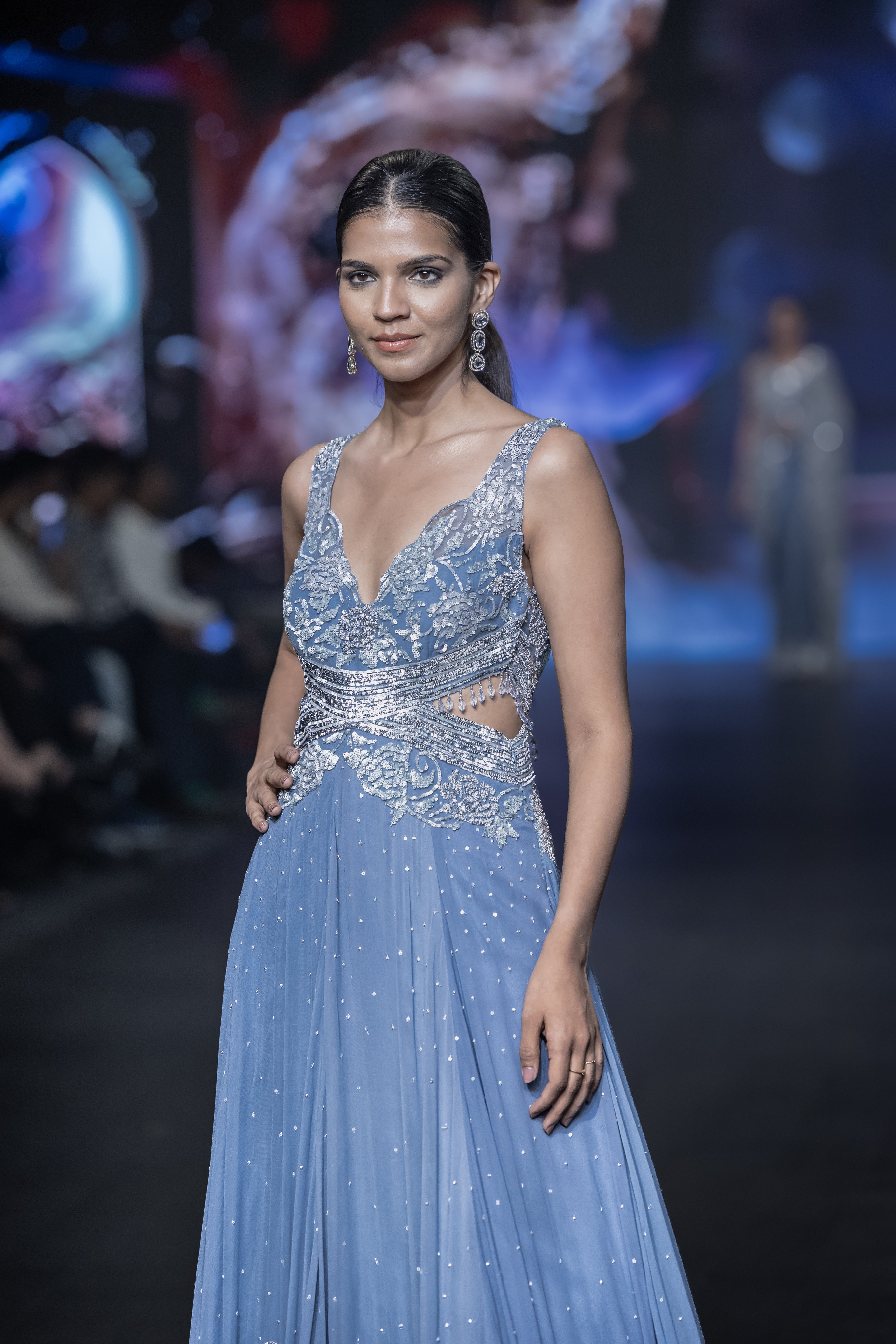 TEAL BLUE SEVEN KALI POOF GOWN