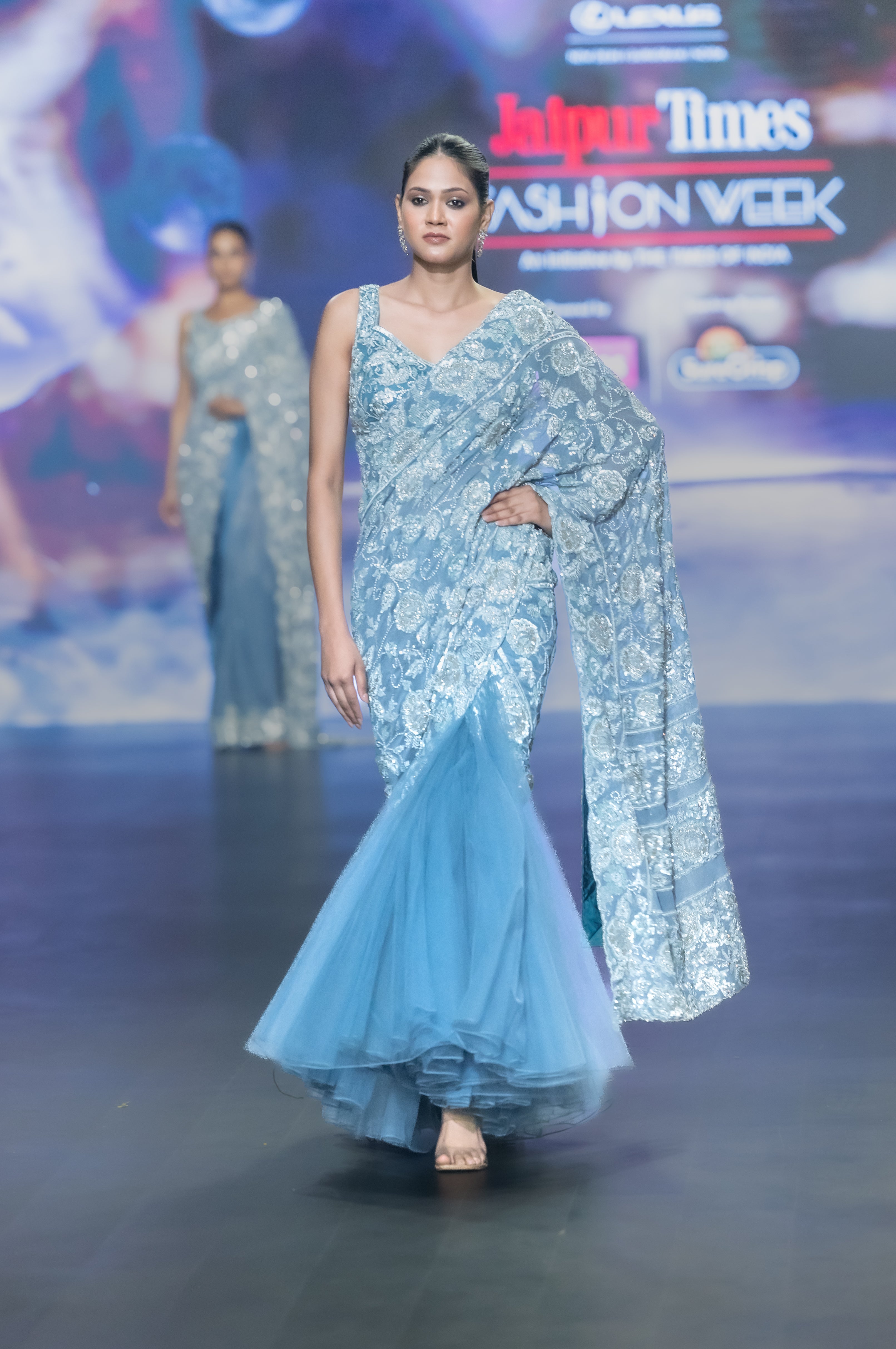 TEAL BLUR RIKKY LEHNGA SAREE