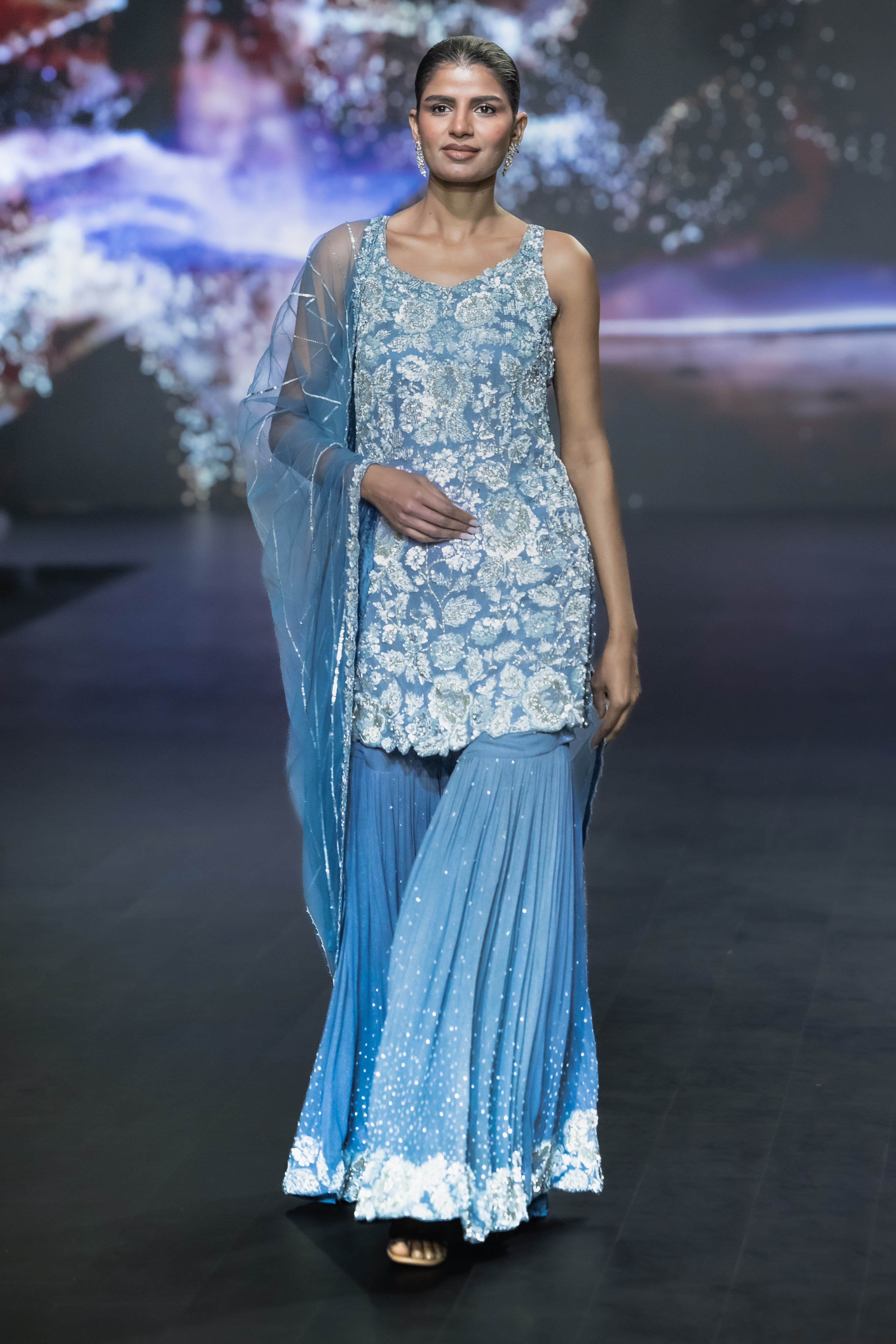 TEAL BLUE KURTA SHARARA SET