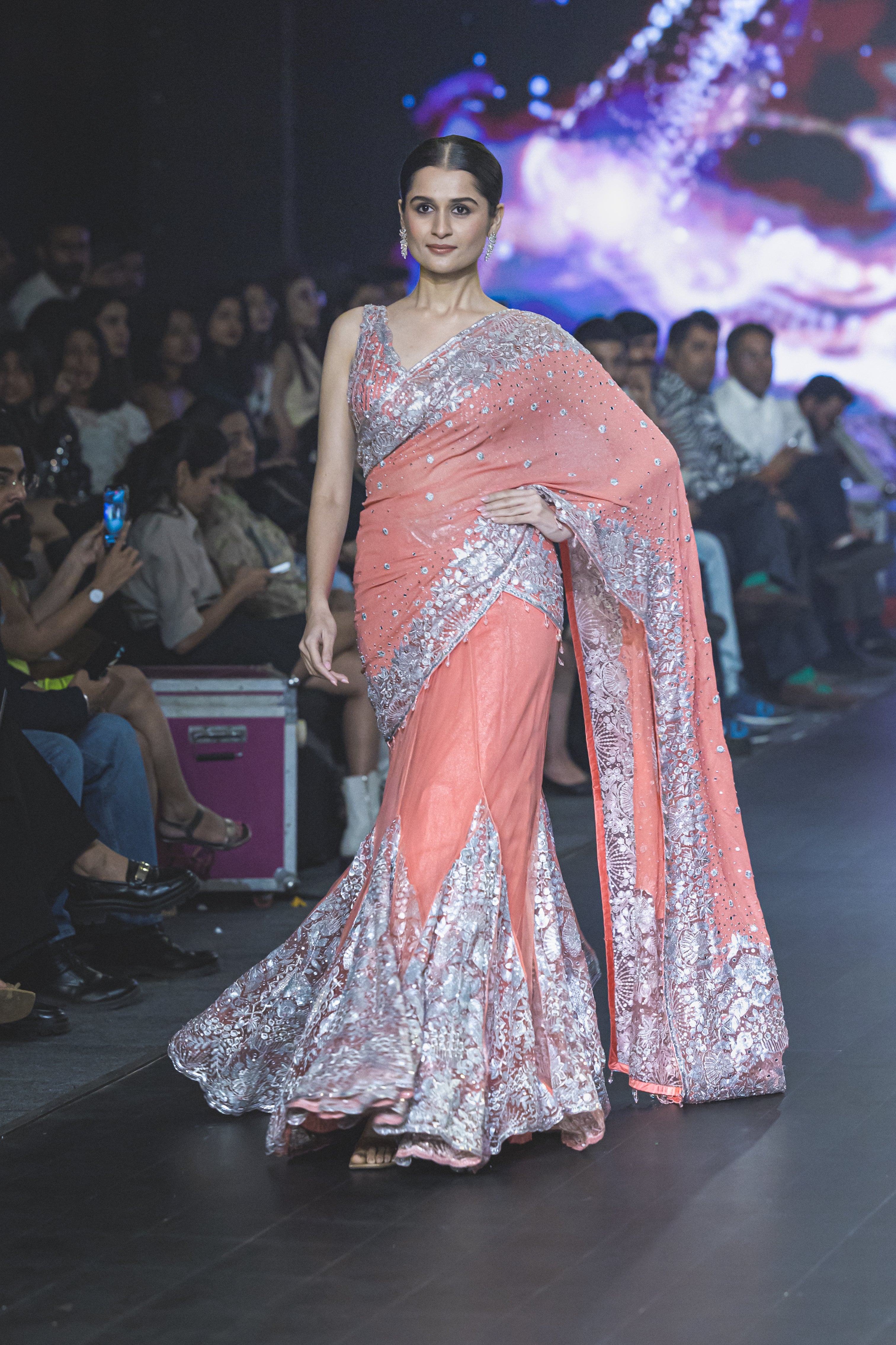 ROSE PINK GODES LEHNGA SAREE SET