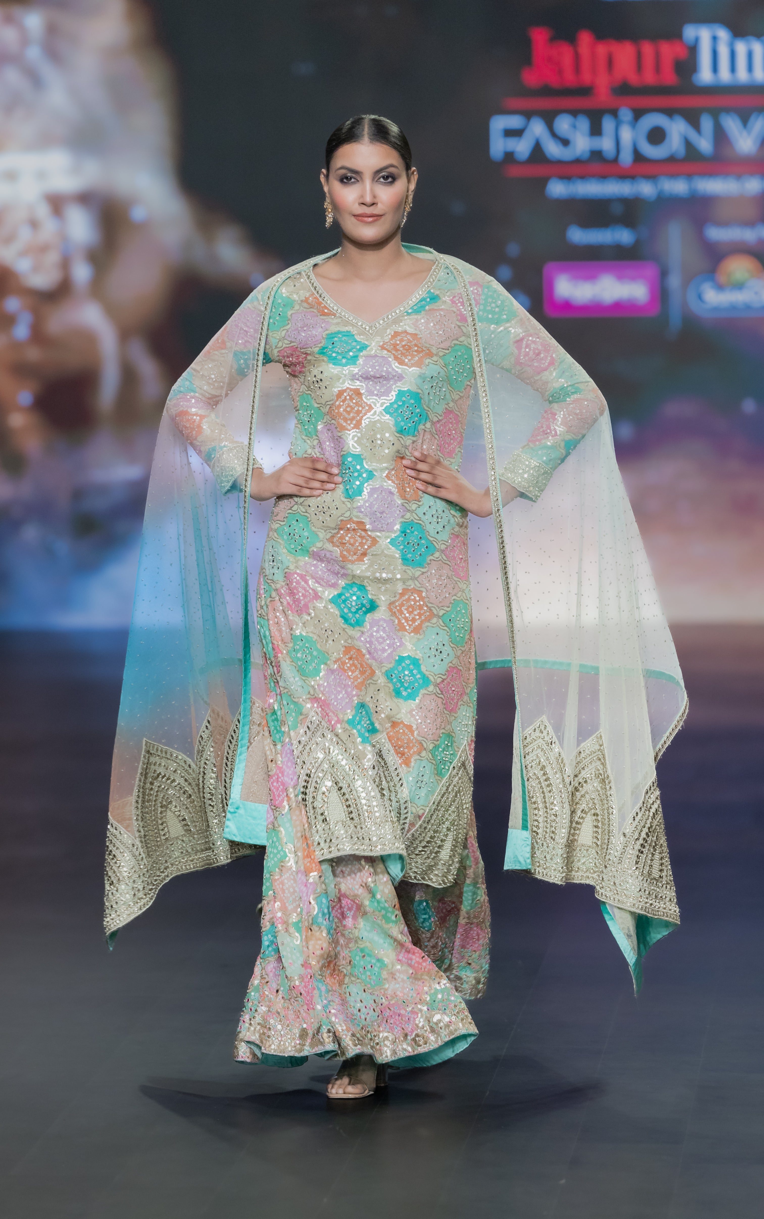 BANDHANI MULTI COLOR KURTA SHARARA SET