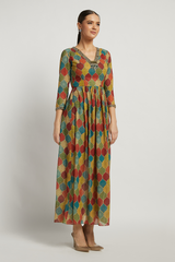 Multi Coloured Dalia Kurta Set With Jaal Work - Sale