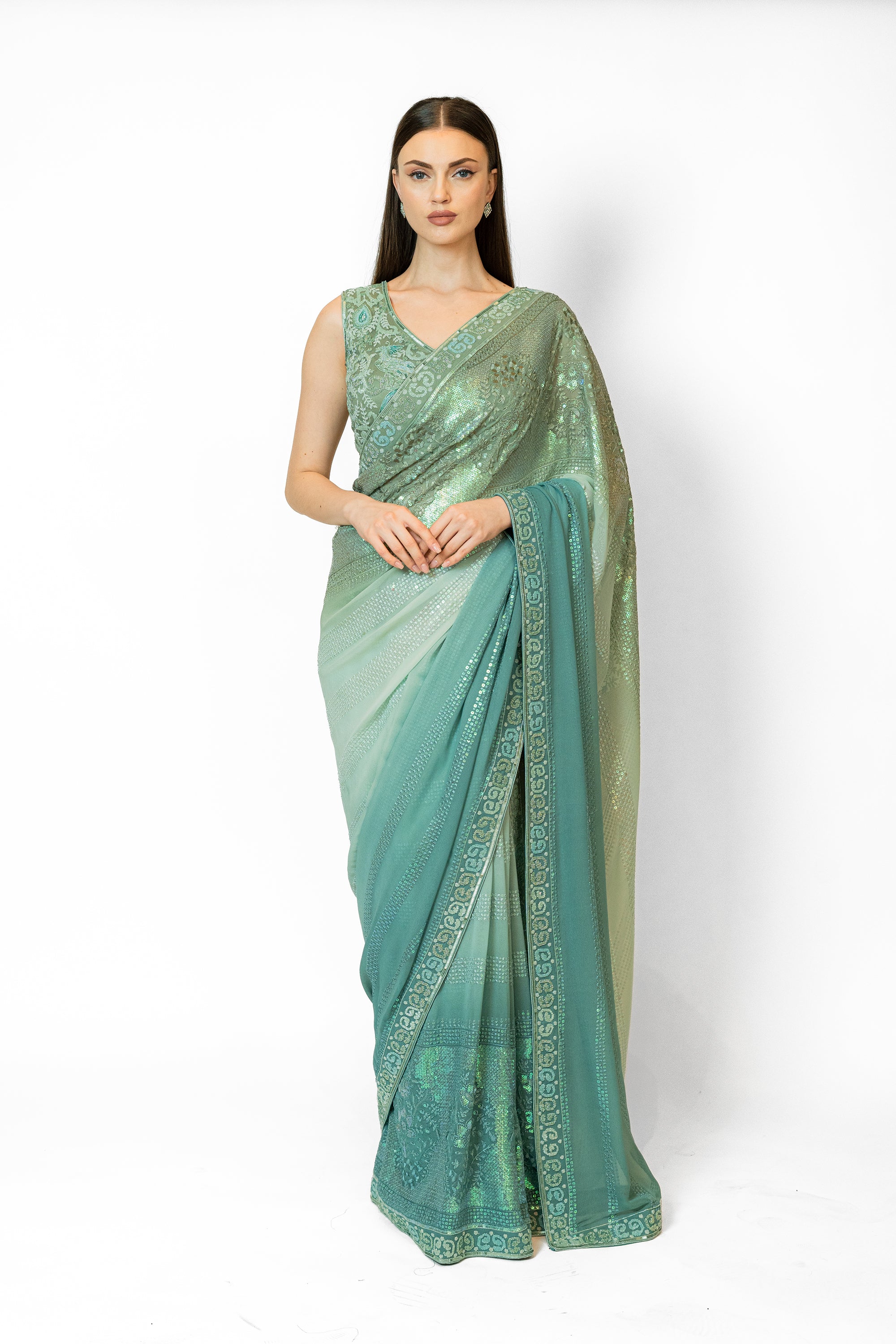 Blue Reception sarees