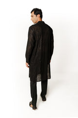 BLACK FULLY SEQUINS JAAL KURTA SET