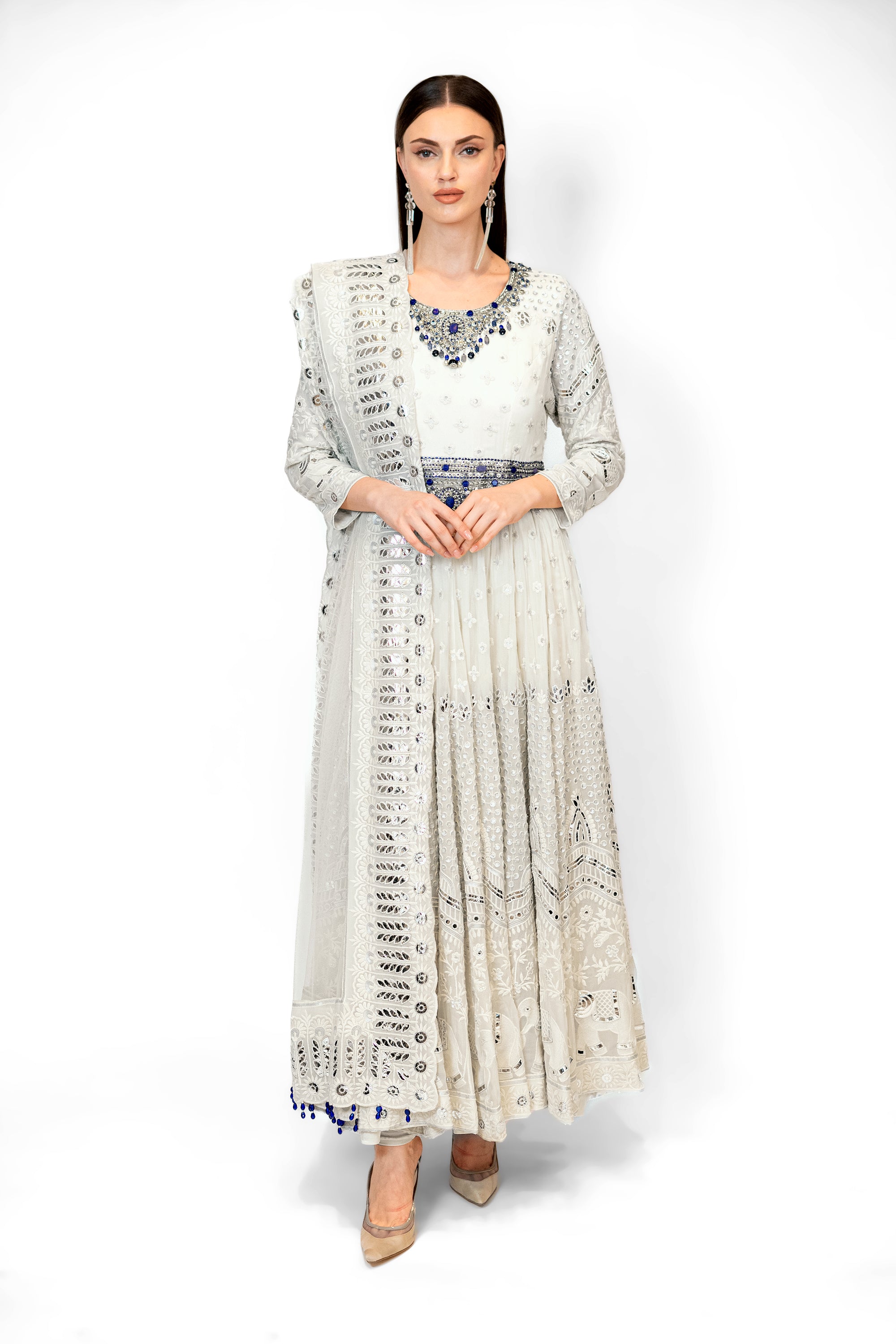 White Georgette AYAT ANARKALI SET