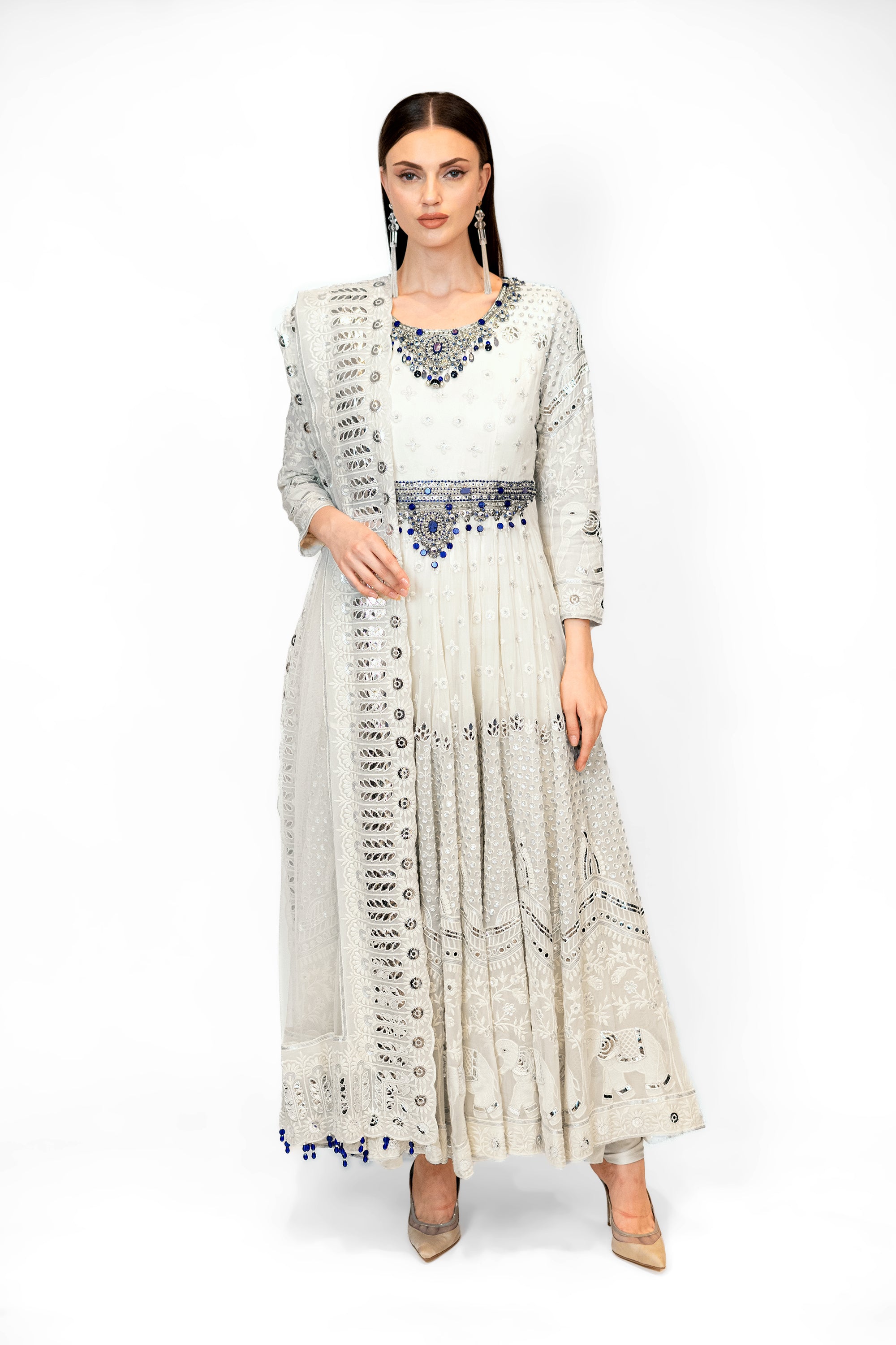 White Georgette AYAT ANARKALI SET
