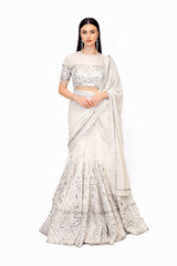 Silver Pearl work lehenga sets & sarees