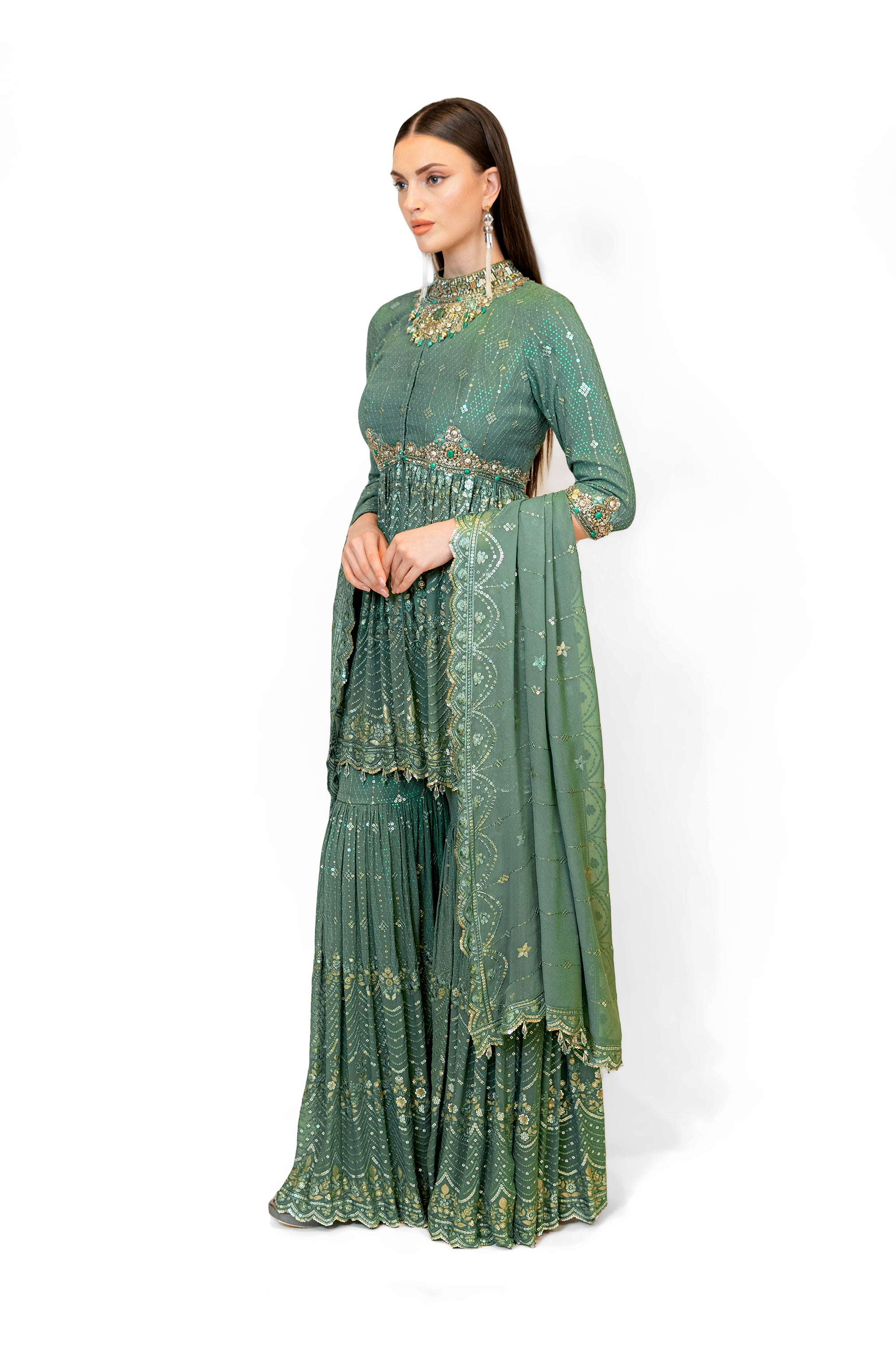 Green anarkali kurtas online shopping india