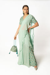 Sairaa aqua frill sari set