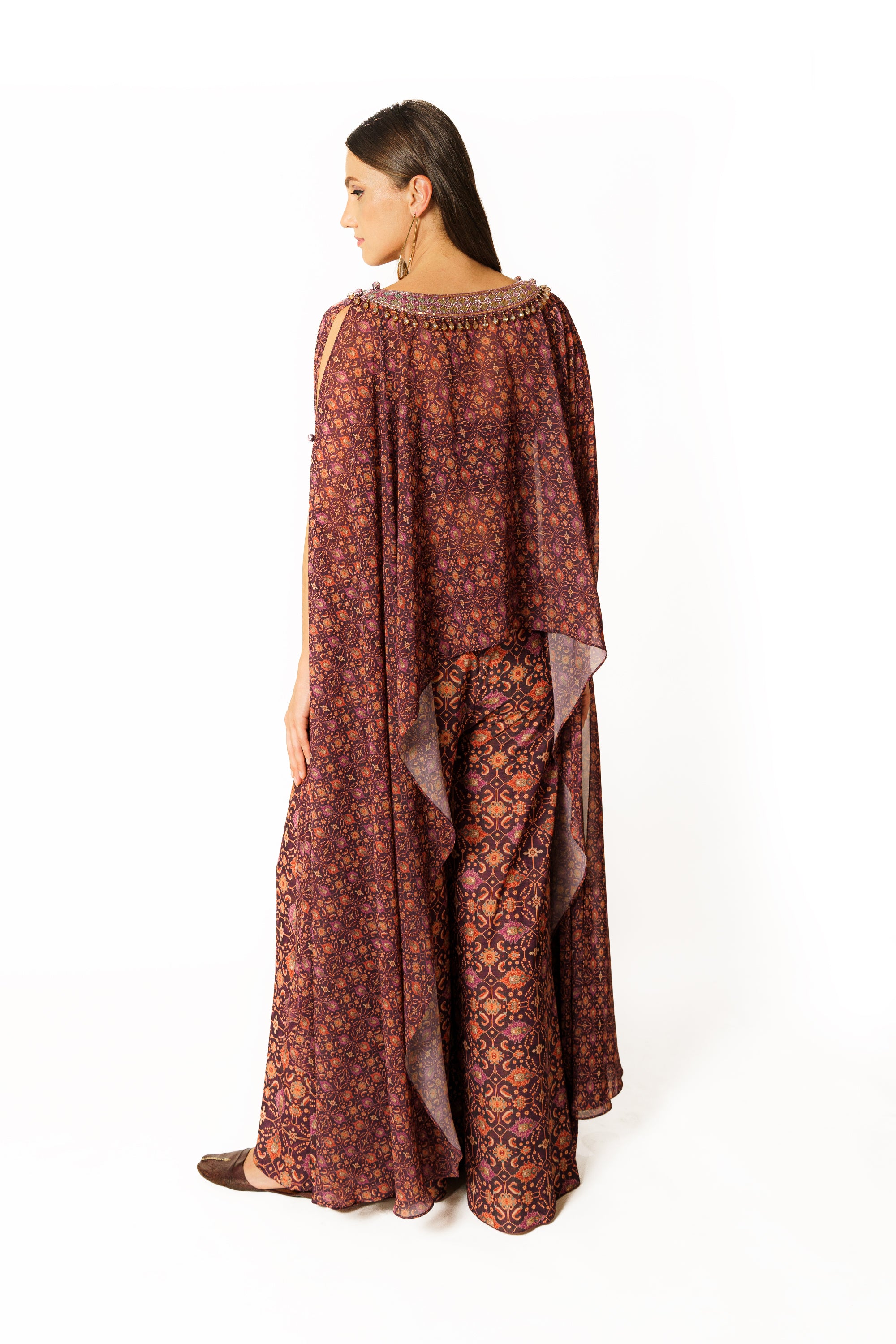 Adha purple printed cape set