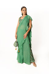Sairaa rama green frill sari set