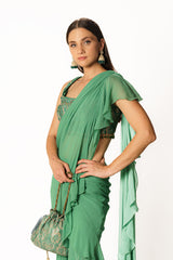 Sairaa rama green frill sari set
