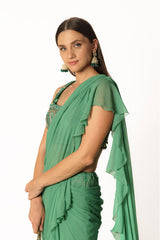 Sairaa rama green frill sari set