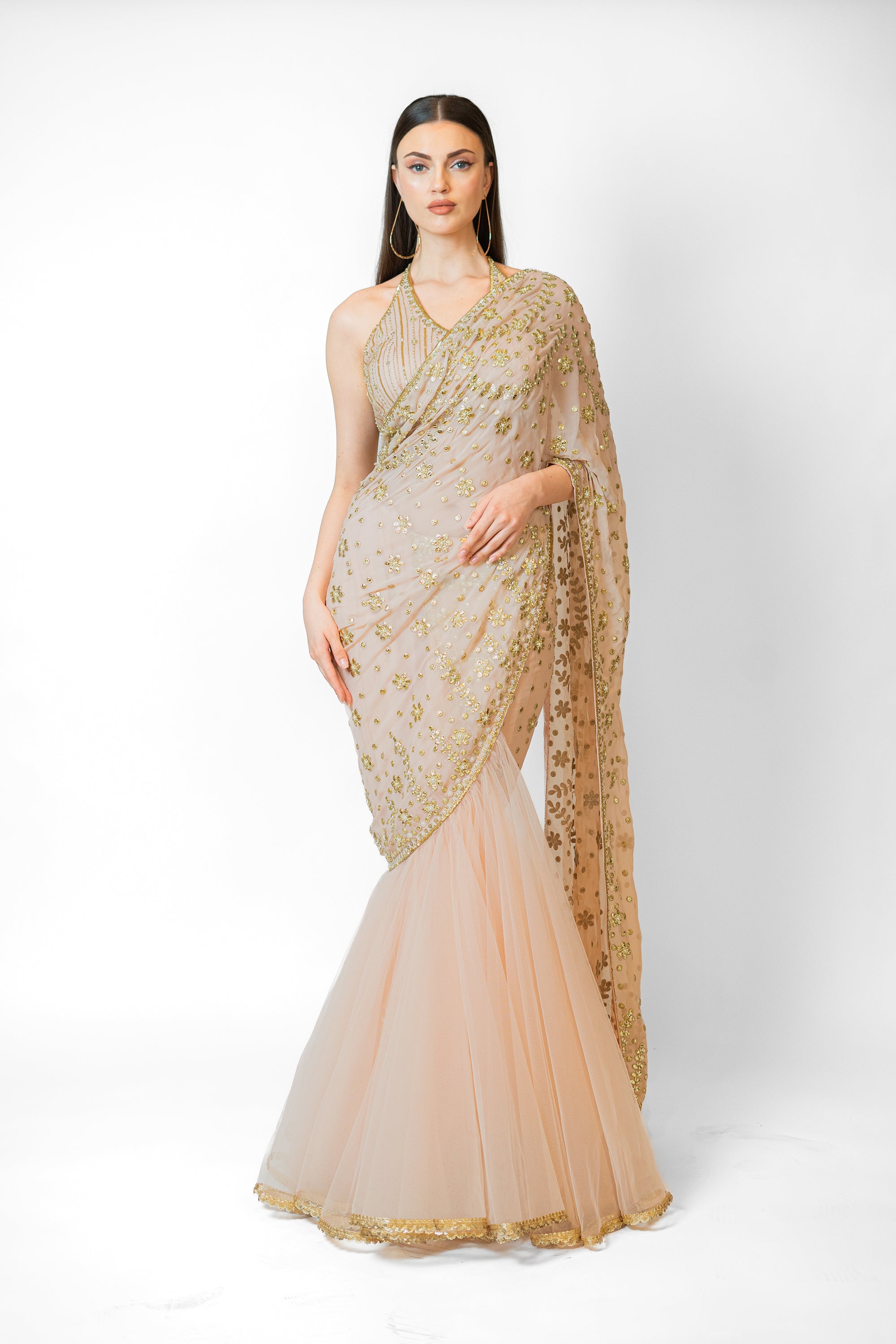 Gold party wear sarees online