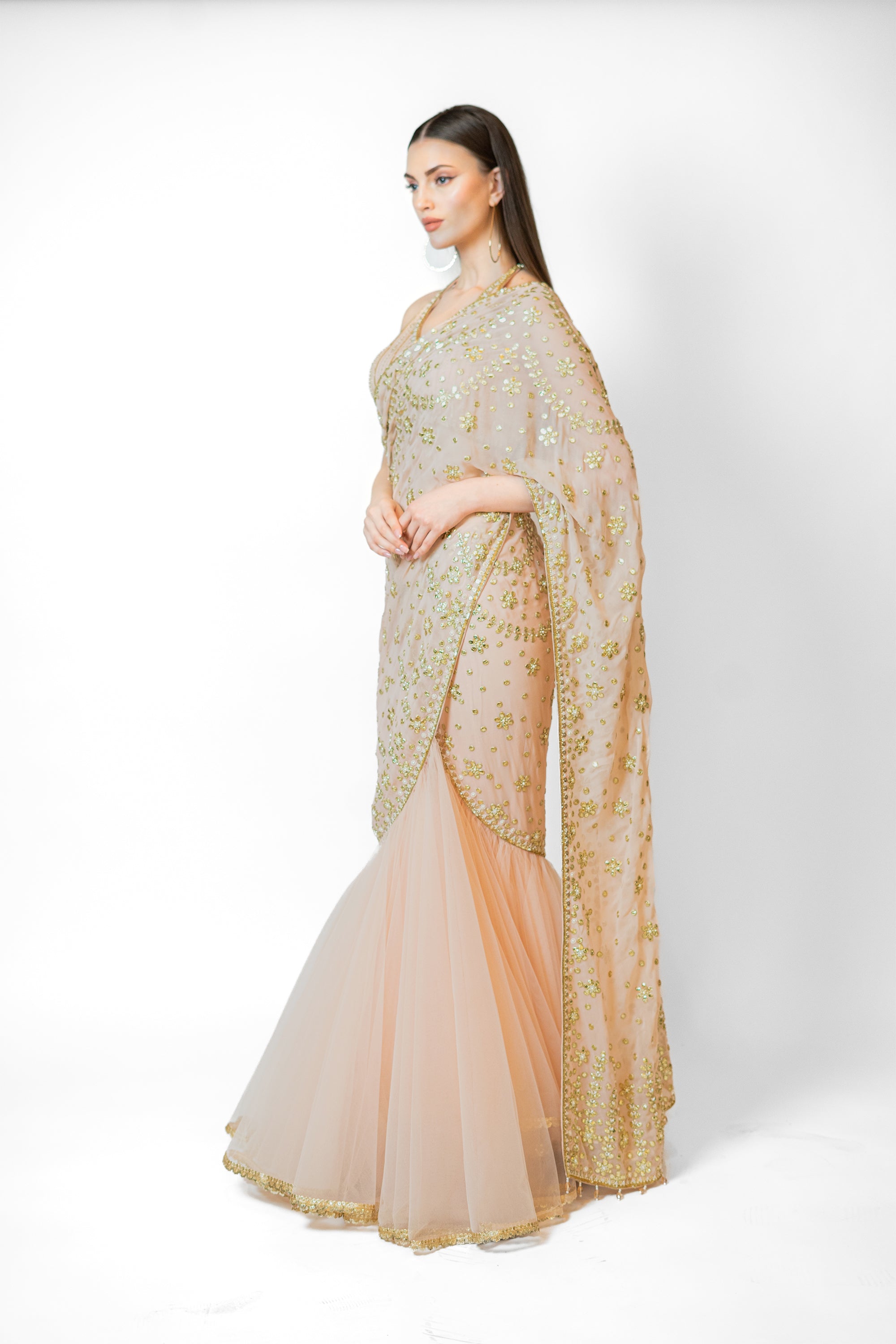 Gold party wear sarees online