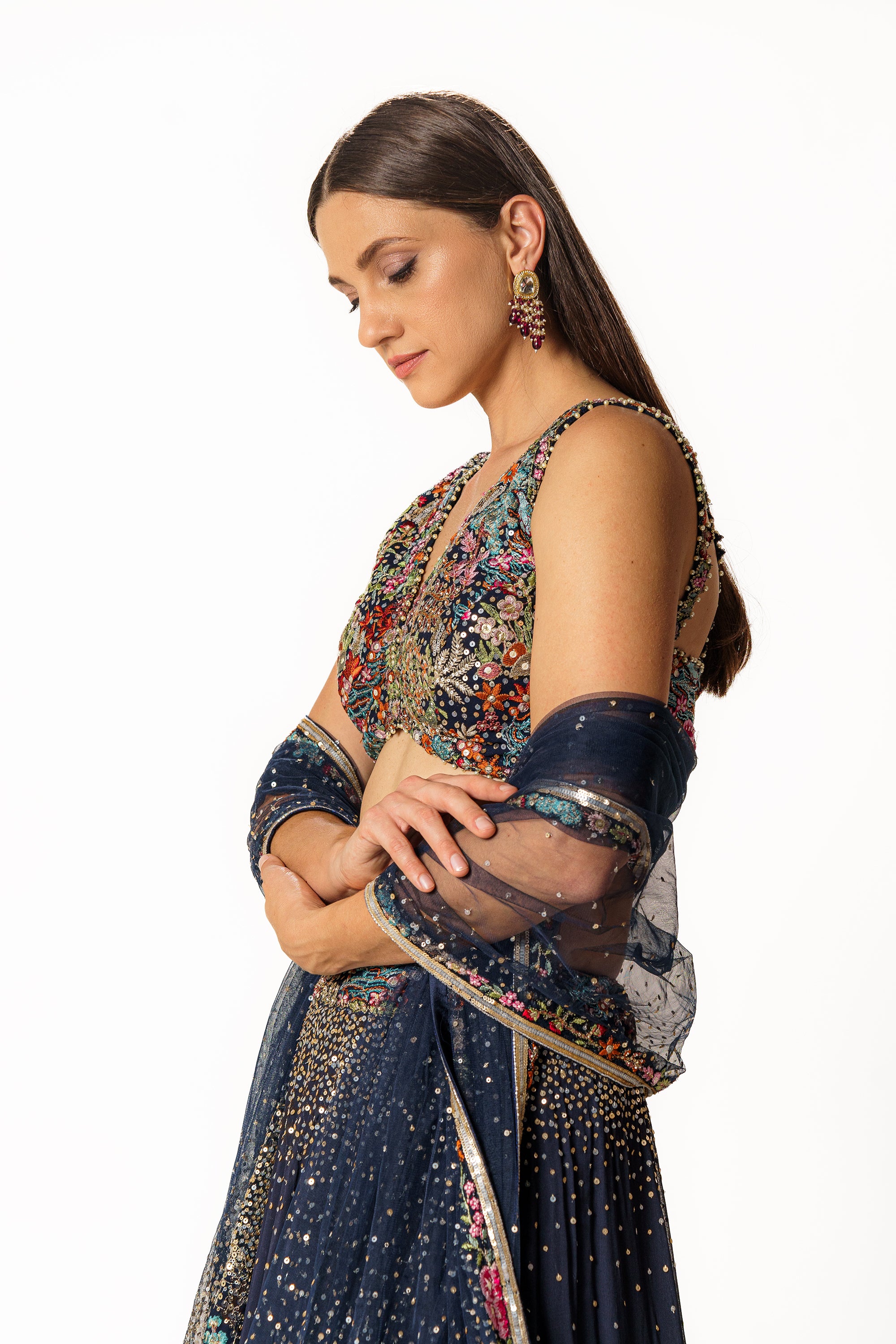 Nadia blue lehenga set