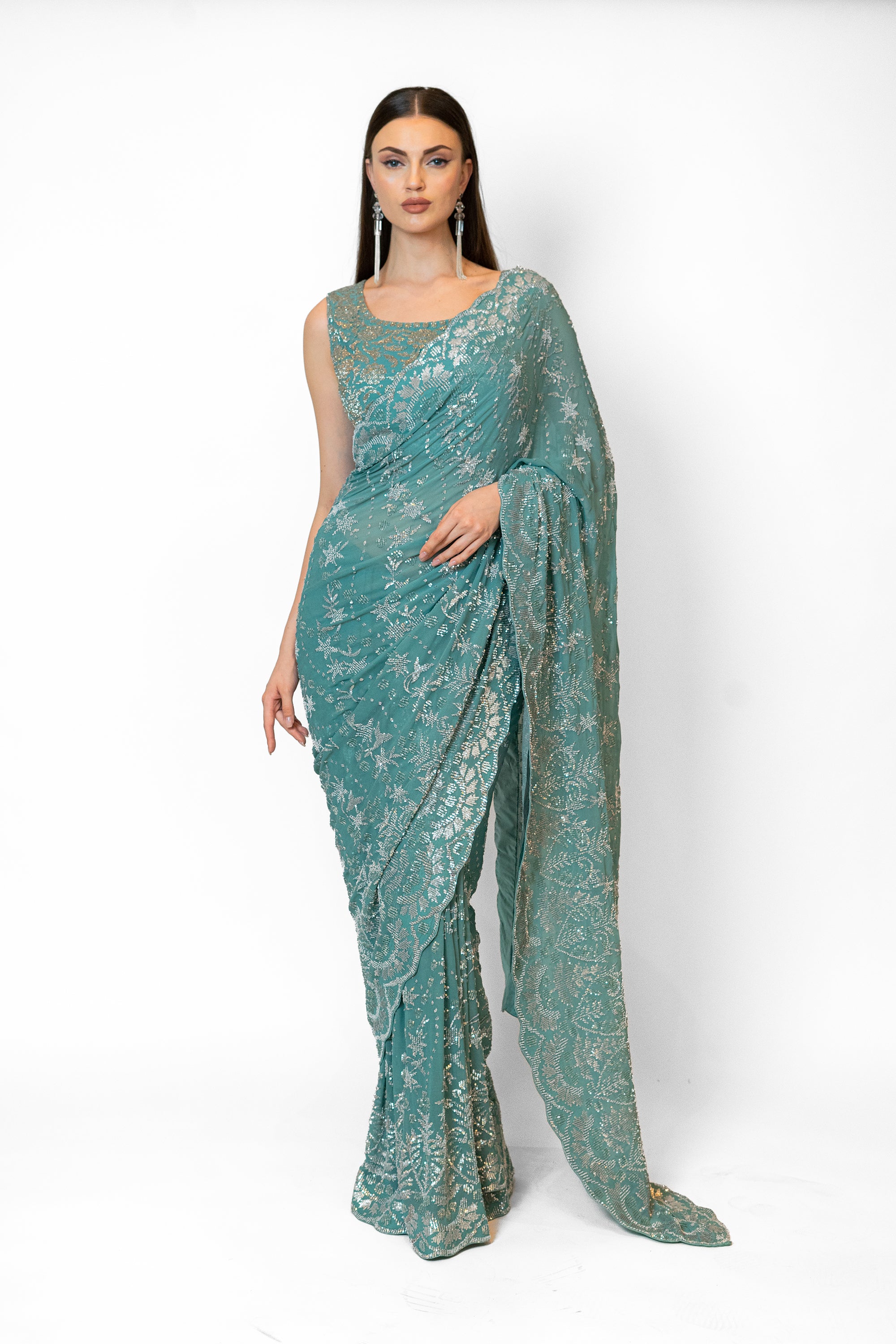Blue Cutdana sarees