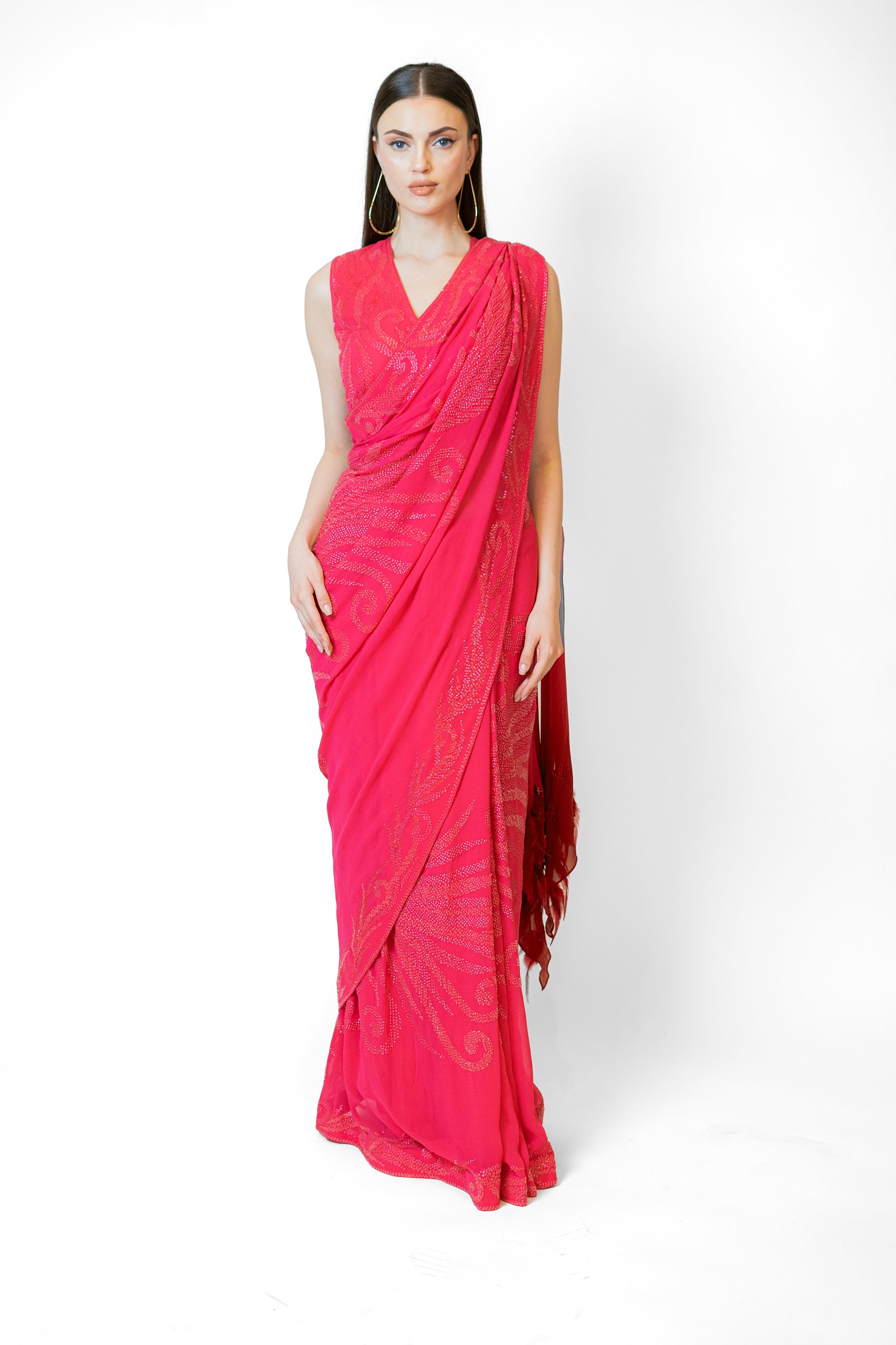 Pink party wear sarees online