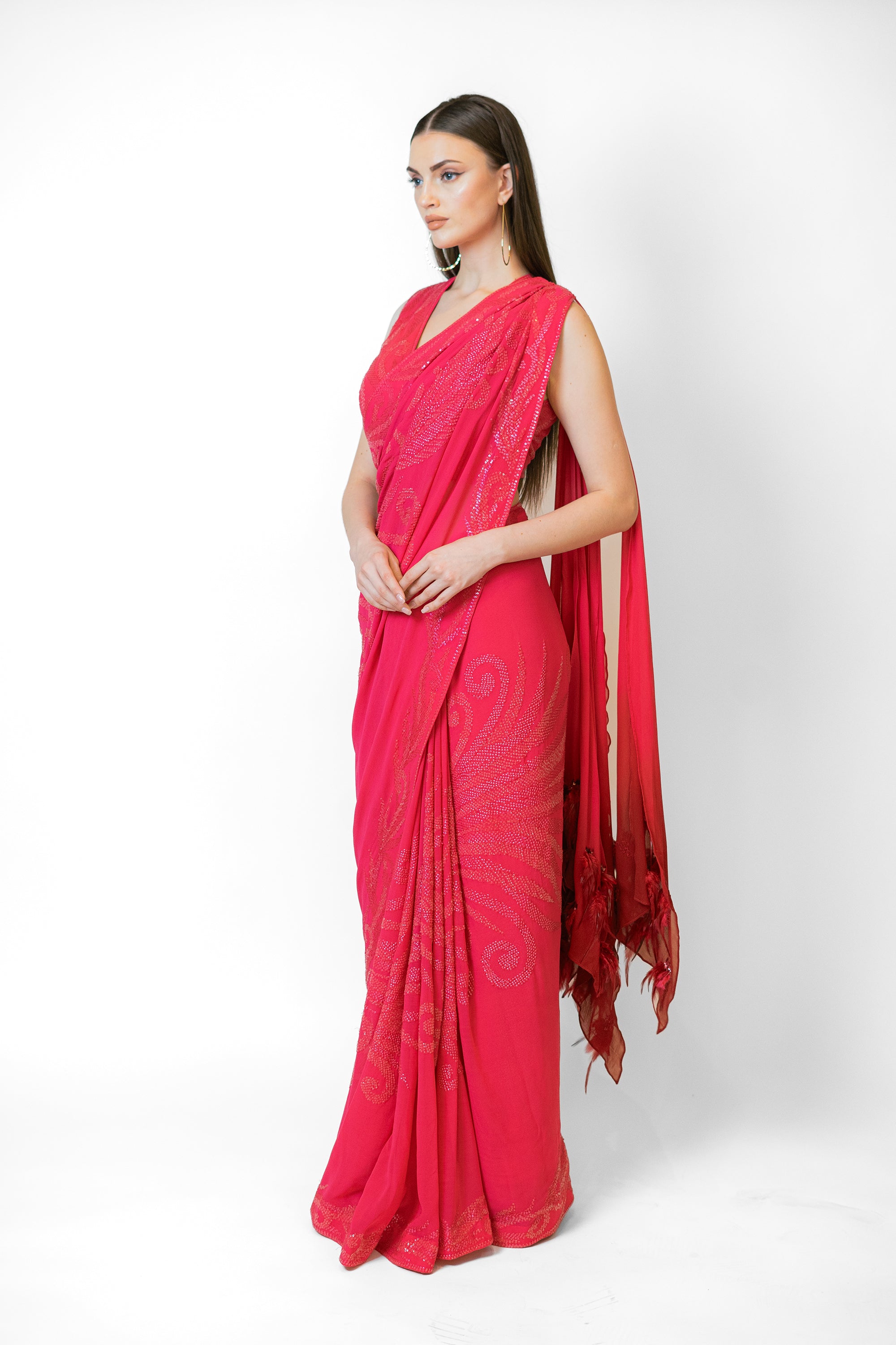 Pink party wear sarees online