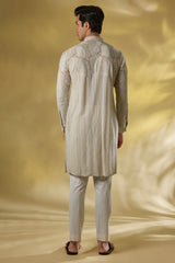 GREY GORGETTE KURTA W TONAL