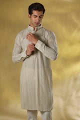 GREY GORGETTE KURTA W TONAL