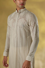 GREY GORGETTE KURTA W TONAL