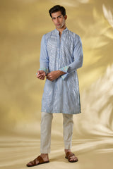 PALE BLUE GORGTTE FRONT EMBO.