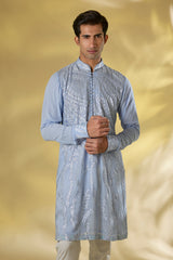 PALE BLUE GORGTTE FRONT EMBO.