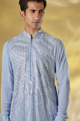 PALE BLUE GORGTTE FRONT EMBO.