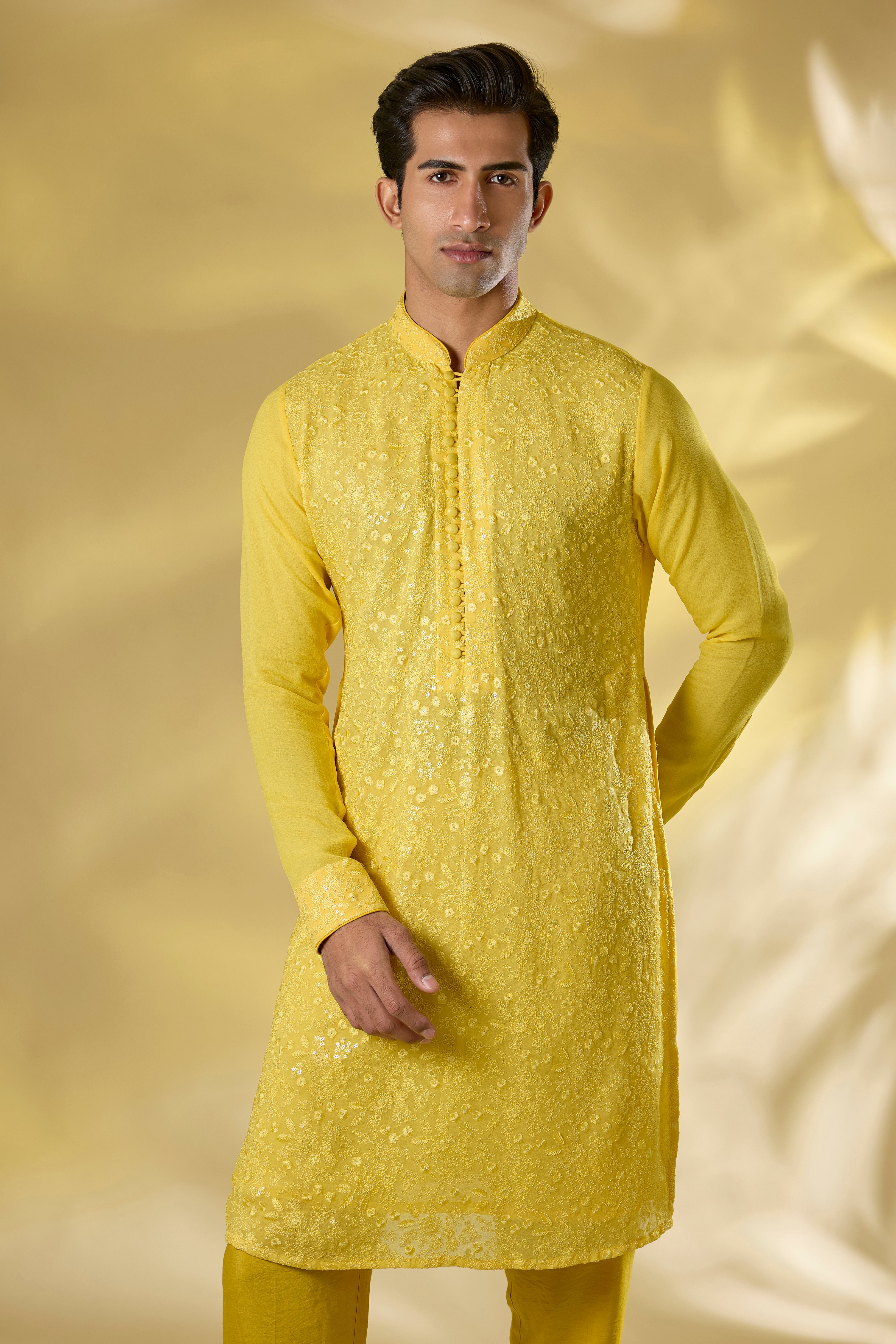 YELLOW GORGTTE THREAD + SEQUIN