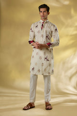 CREAM COTTON SILK UNLINED KURTA