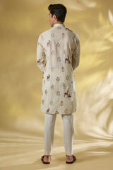CREAM COTTON SILK UNLINED KURTA