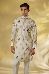 CREAM COTTON SILK UNLINED KURTA