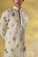 CREAM COTTON SILK UNLINED KURTA