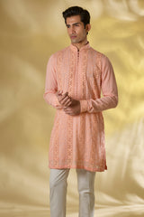 PALE PEACH GORGETTE FRONT EMBO