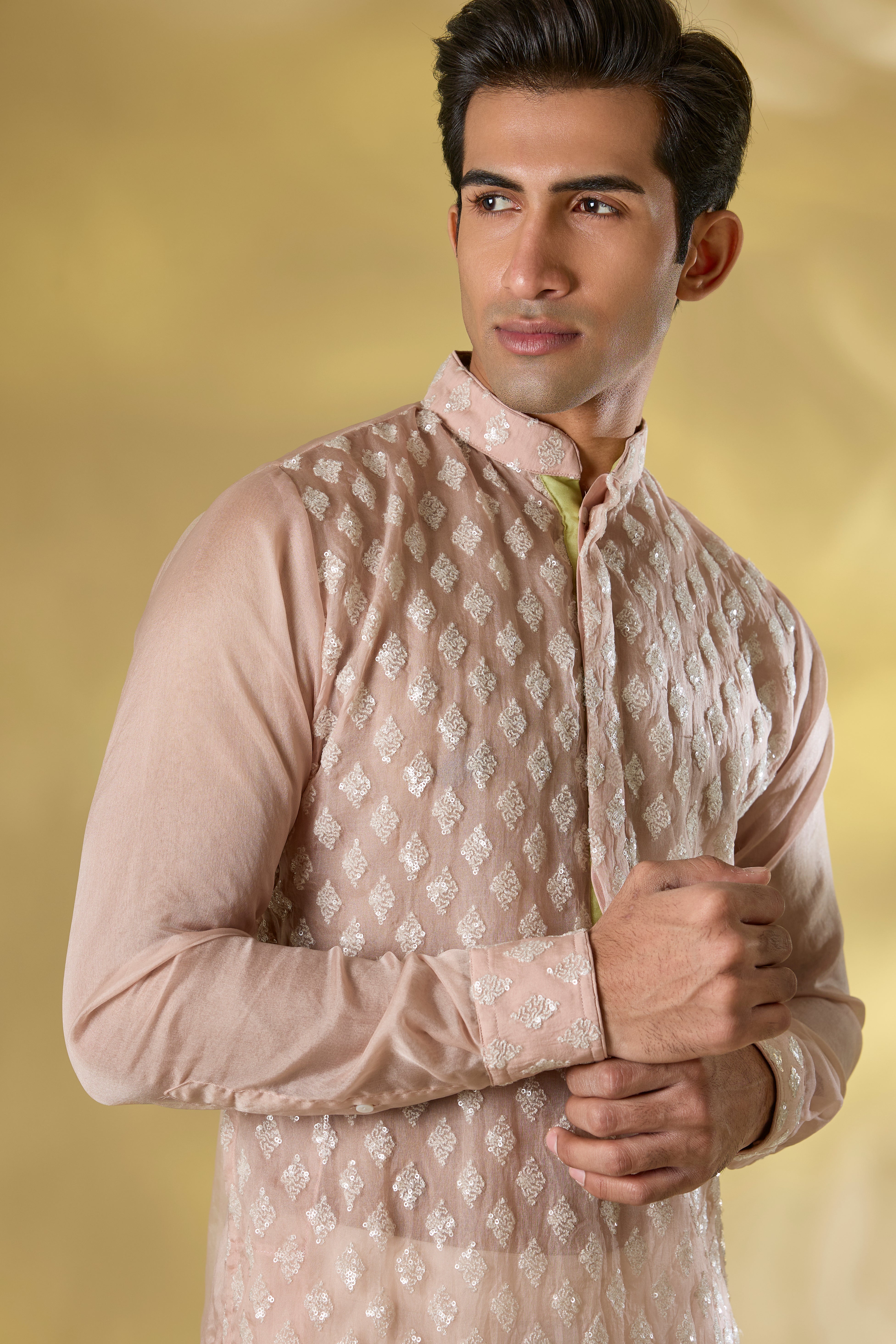 BLUSH PINK ORGANZA FRONT THREAD+