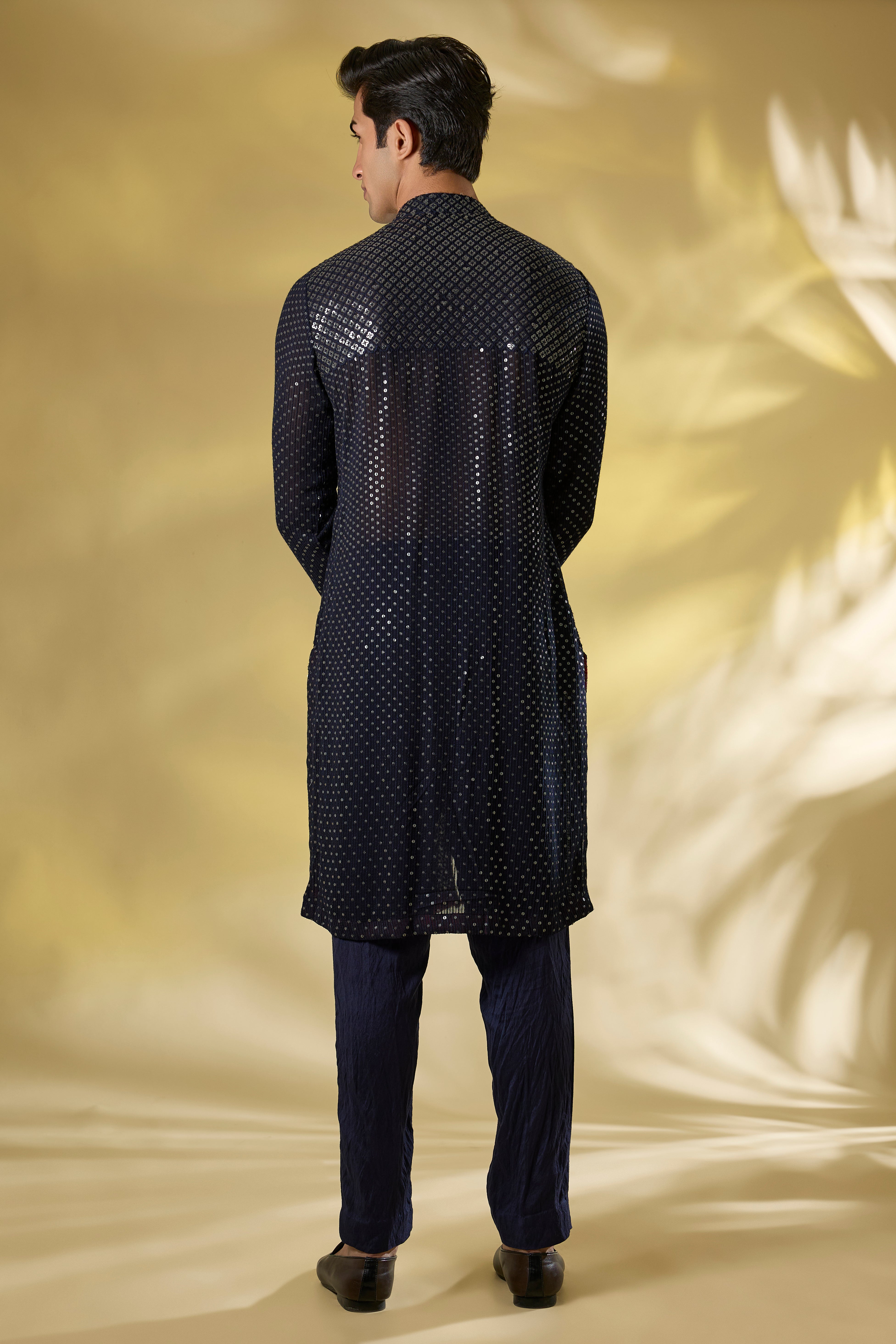 DARK BLUE GORGETTE FULL SEQUIN