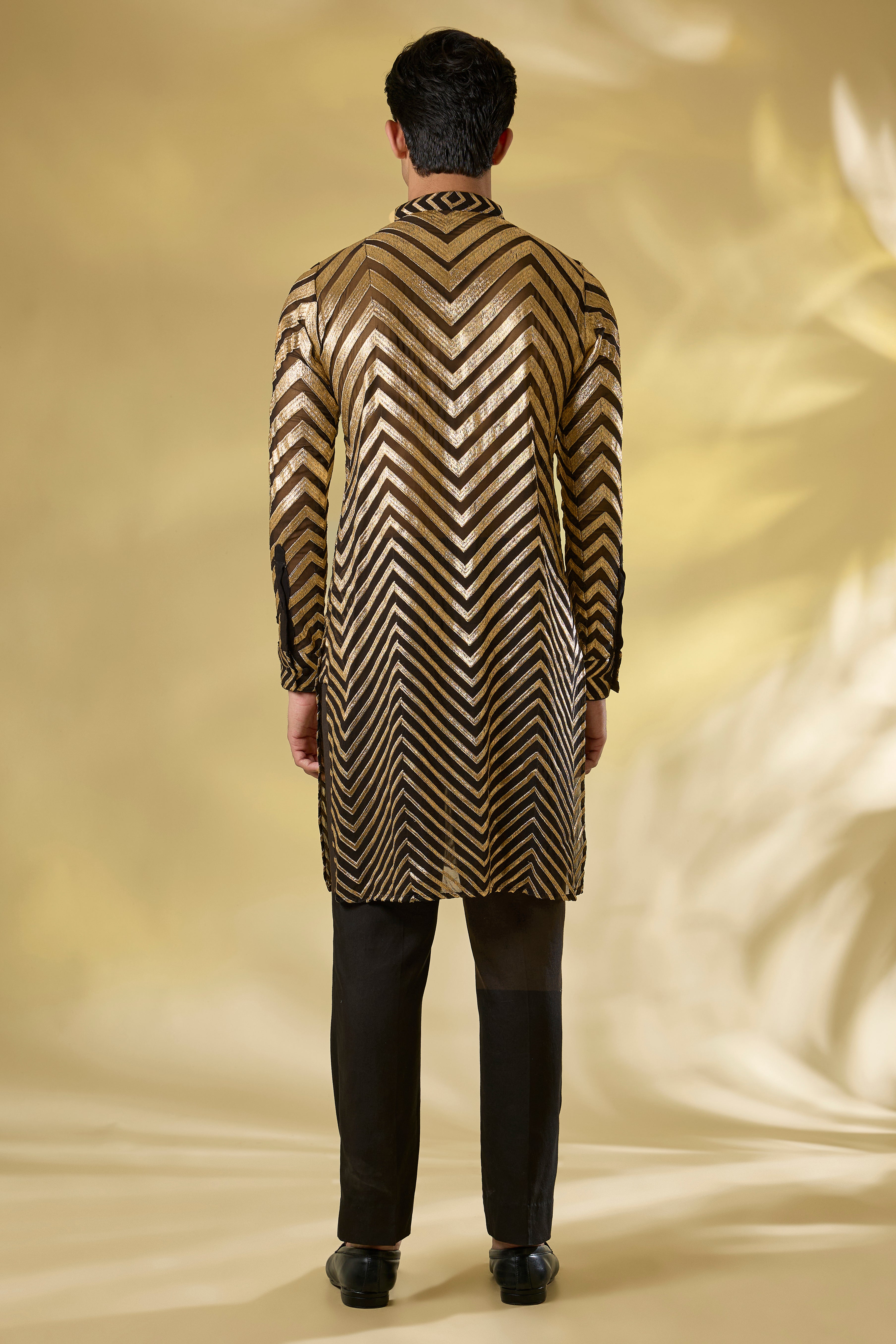 BLACK GORGETTE UNLINED KURTA W