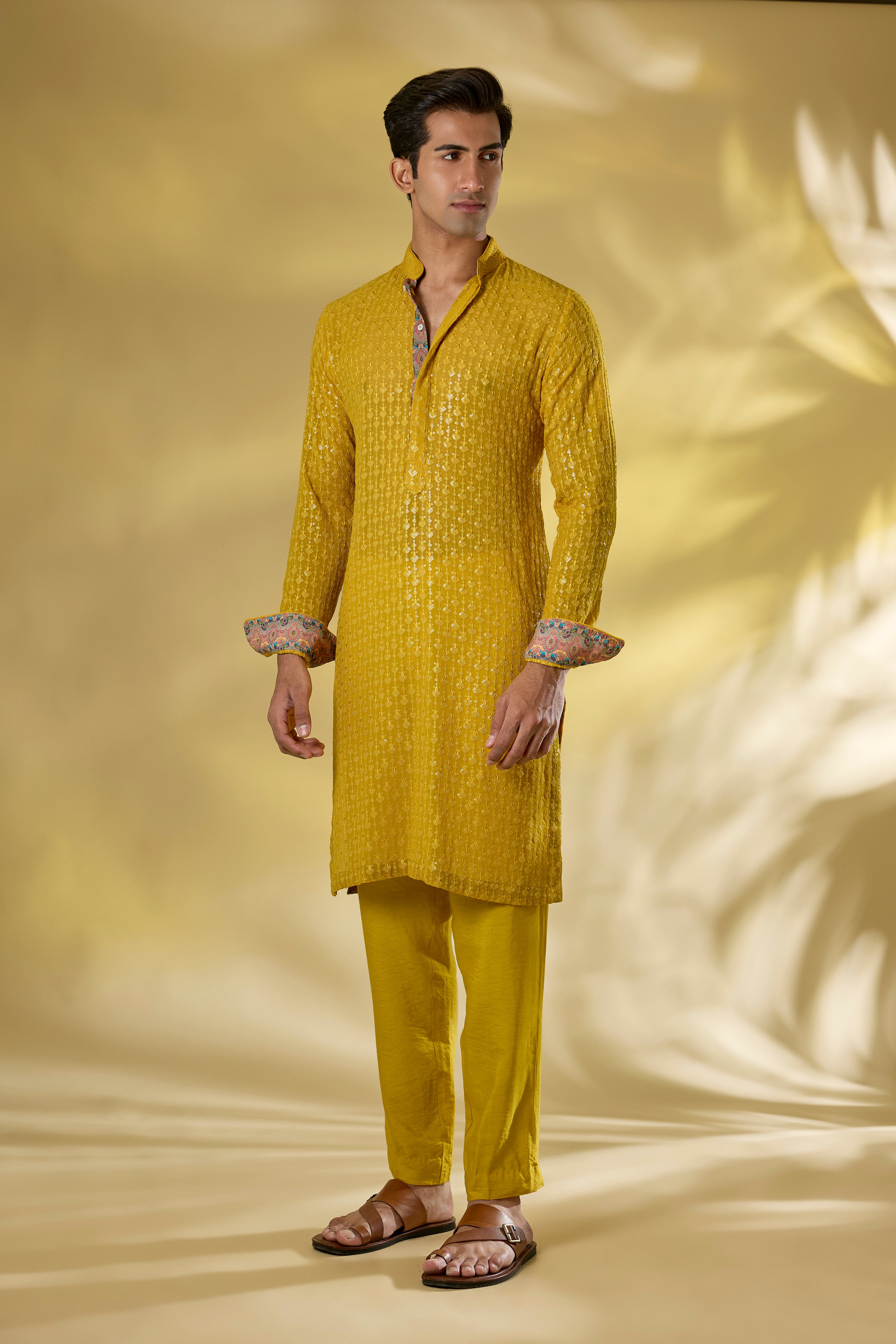 HALDI YELLOW GORGETTE THREAD+ SEQUIN