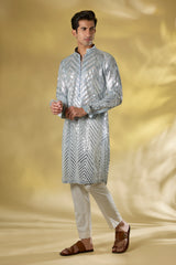 PALE BLUE GORGETTE UNLINED KURTA