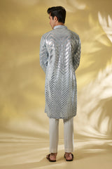 PALE BLUE GORGETTE UNLINED KURTA