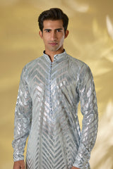 PALE BLUE GORGETTE UNLINED KURTA