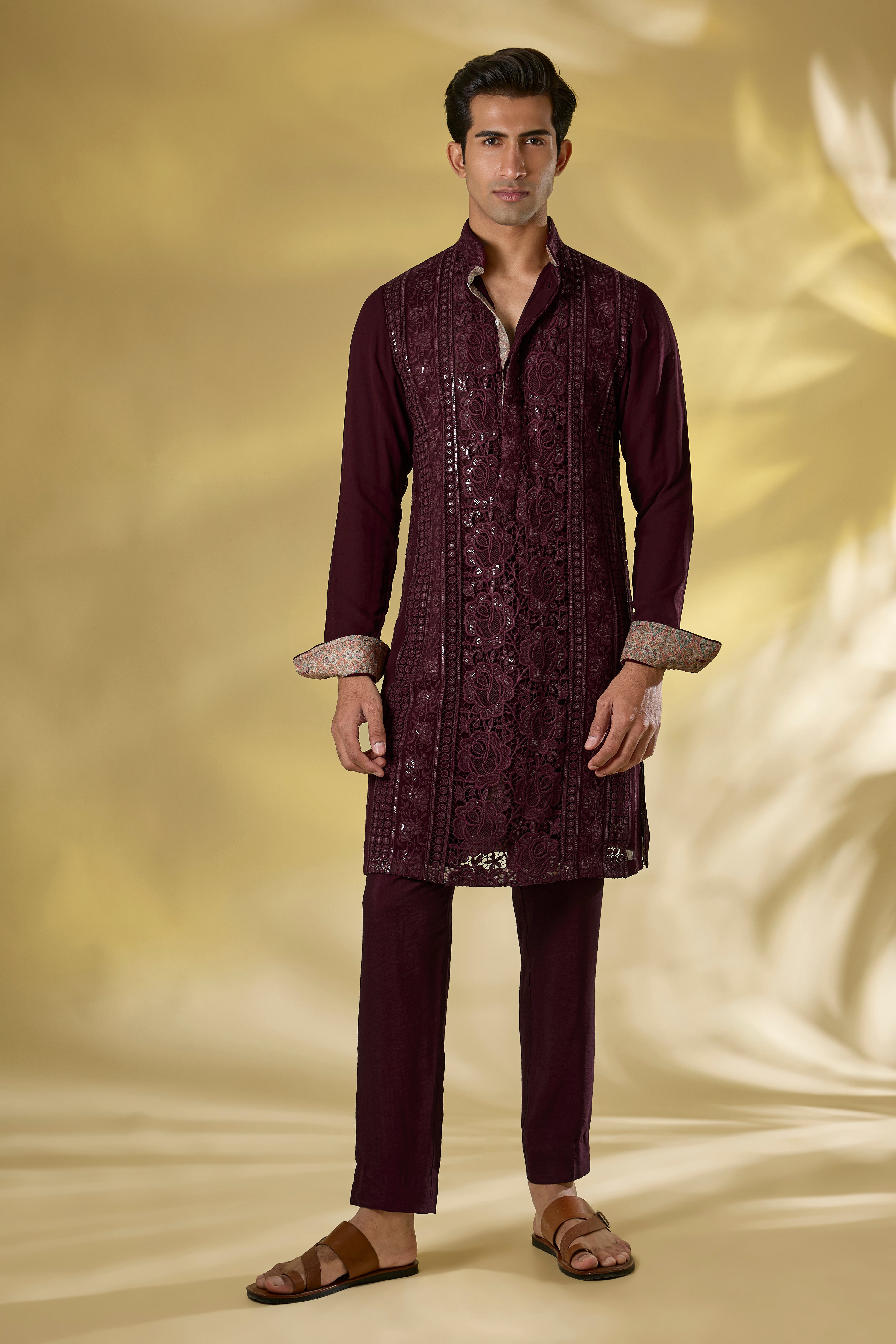 OX BLOOD GORGETTE FRONT EMBO