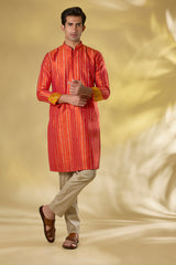 ORANGE SILK UNLINED KURTA W