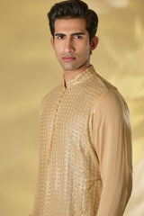 GOLD GORGETTE FRONT SEQUIN EMBO