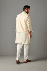 BLUSH PINK - MENS KURTA WITH BUNDI AND TROUSER SET