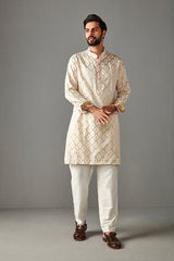 BLUSH PINK - MENS KURTA WITH BUNDI AND TROUSER SET