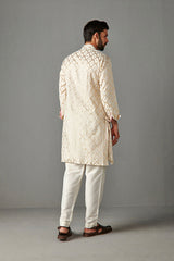 BLUSH PINK - MENS KURTA WITH BUNDI AND TROUSER SET