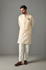 IVORY KURA - MENS KURTA WITH BUNDI AND TROUSER SET